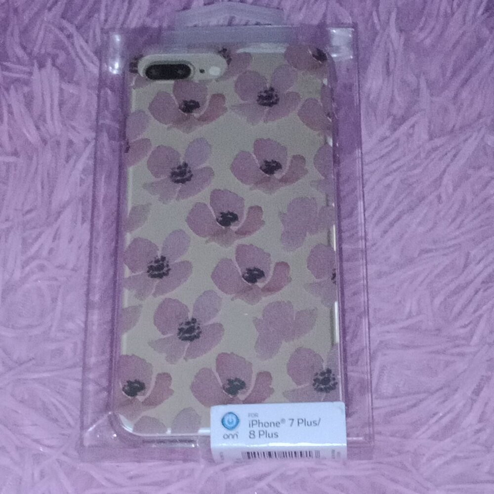 iPhone 7 Plus/8 Plus Phone Case - Clear with Pink Floral Flower Pattern